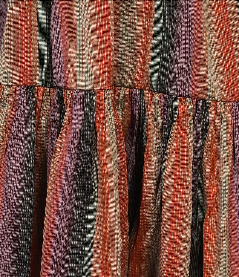 TOPSHOP Taffeta Full Hem Stripe Midi Skirt