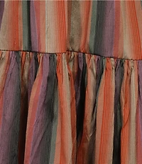 TOPSHOP Taffeta Full Hem Stripe Midi Skirt