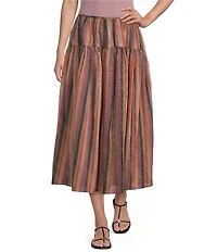 TOPSHOP Taffeta Full Hem Stripe Midi Skirt