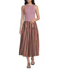 TOPSHOP Taffeta Full Hem Stripe Midi Skirt