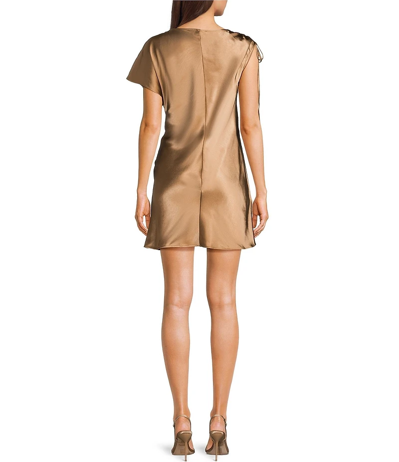 TOPSHOP Tuck Side Satin Mini Dress