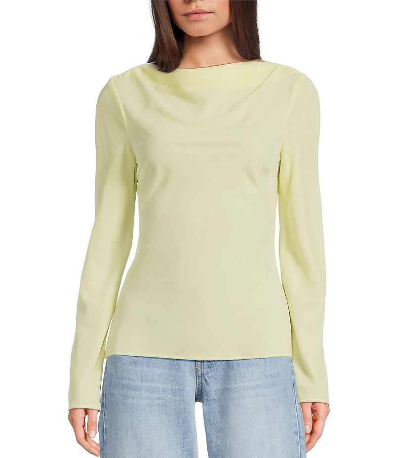 TOPSHOP Velvet Long Sleeve Drape Top