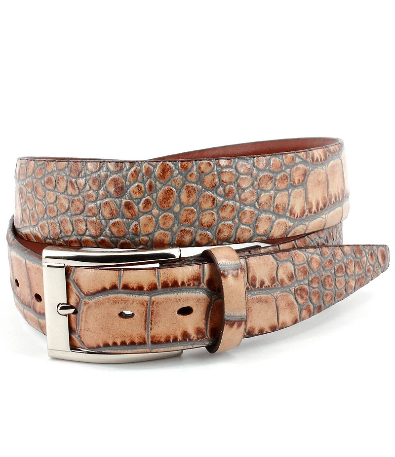 Torino Leather Company Embossed Gator Italian Calf Leather Belt