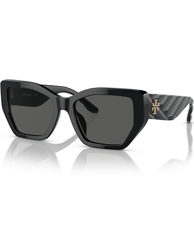 Tory Burch Women's 0TY7187U 53mm Solid Black Rectangle Sunglasses