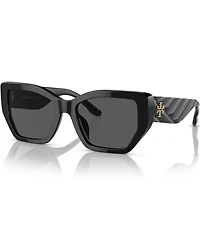 Tory Burch Women's 0TY7187U 53mm Solid Black Rectangle Sunglasses