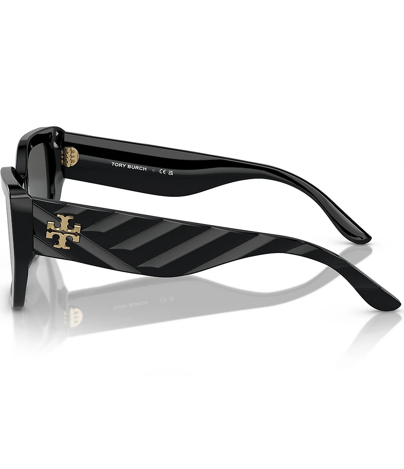 Tory Burch Women's 0TY7187U 53mm Solid Black Rectangle Sunglasses