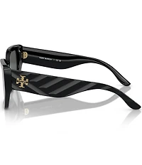 Tory Burch Women's 0TY7187U 53mm Solid Black Rectangle Sunglasses