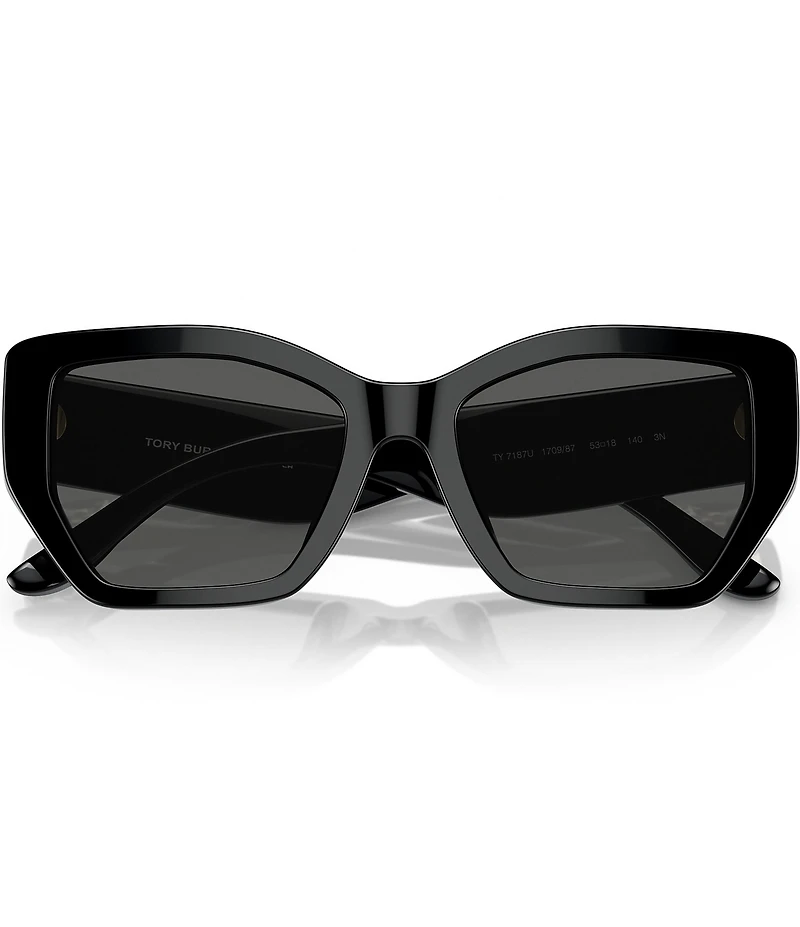 Tory Burch Women's 0TY7187U 53mm Solid Black Rectangle Sunglasses