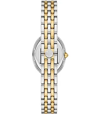 Tory Burch Women's Crystal Oval Mother Of Pearl Quartz Two-Hand Stainless Steel Bracelet Watch