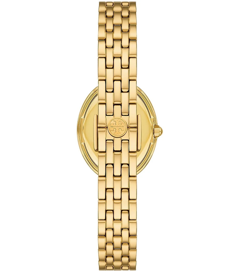 Tory Burch Women's Crystal Oval Mother Of Pearl Quartz Two-Hand Stainless Steel Bracelet Watch