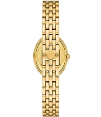 Tory Burch Women's Crystal Oval Mother Of Pearl Quartz Two-Hand Stainless Steel Bracelet Watch