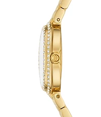 Tory Burch Women's Crystal Oval Mother Of Pearl Quartz Two-Hand Stainless Steel Bracelet Watch