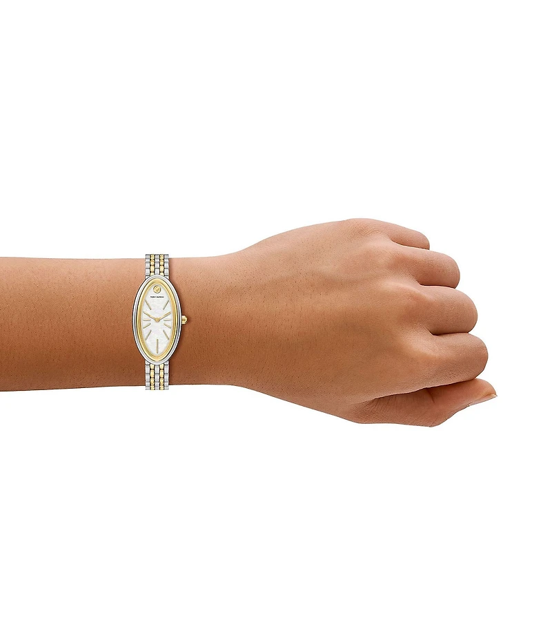 Tory Burch Women's Elongated Oval Quartz Two-Hand Stainless Steel Bracelet Watch