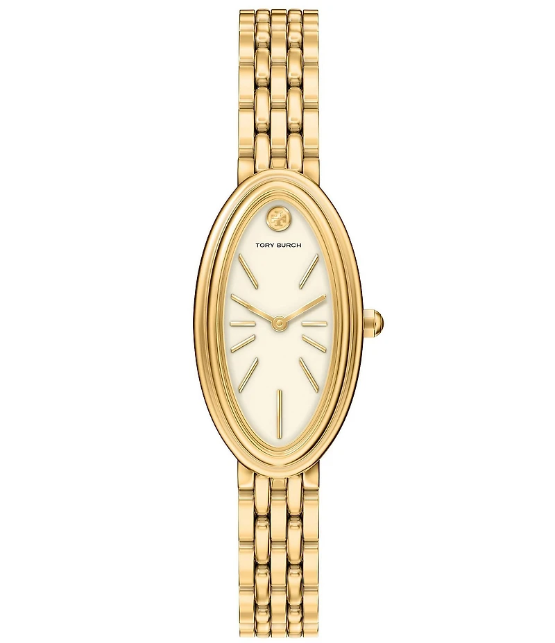 Tory Burch Women's Elongated Oval Quartz Two-Hand Stainless Steel Bracelet Watch