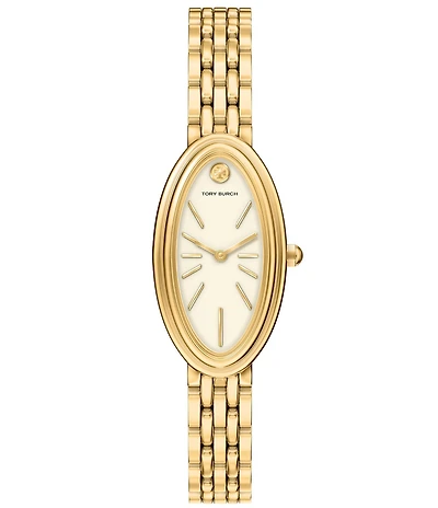 Tory Burch Women's Elongated Oval Quartz Two-Hand Stainless Steel Bracelet Watch