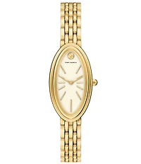 Tory Burch Women's Elongated Oval Quartz Two-Hand Stainless Steel Bracelet Watch