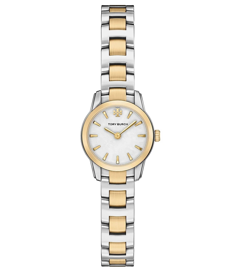 Tory Burch Women's Mini Miller Mother Of Pearl Quartz Two-Hand Two Tone Stainless Steel Bracelet Watch