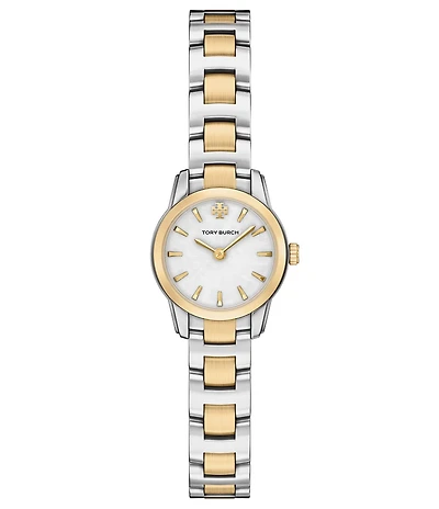 Tory Burch Women's Mini Miller Mother Of Pearl Quartz Two-Hand Two Tone Stainless Steel Bracelet Watch