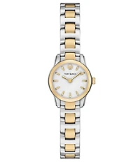 Tory Burch Women's Mini Miller Mother Of Pearl Quartz Two-Hand Two Tone Stainless Steel Bracelet Watch