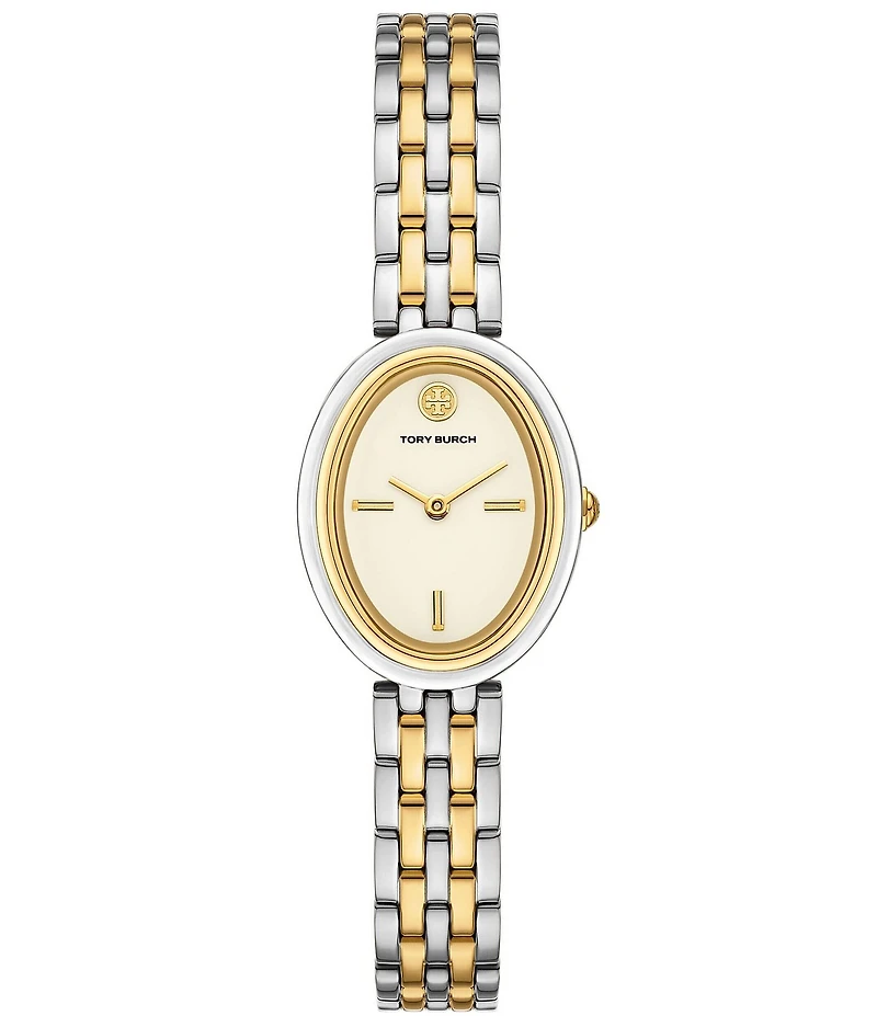 Tory Burch Women's Oval Quartz Two-Hand Stainless Steel Bracelet Watch