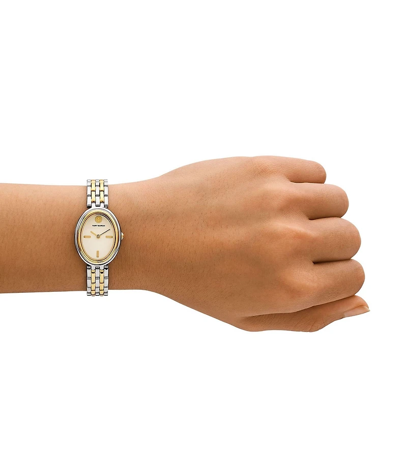 Tory Burch Women's Oval Quartz Two-Hand Stainless Steel Bracelet Watch