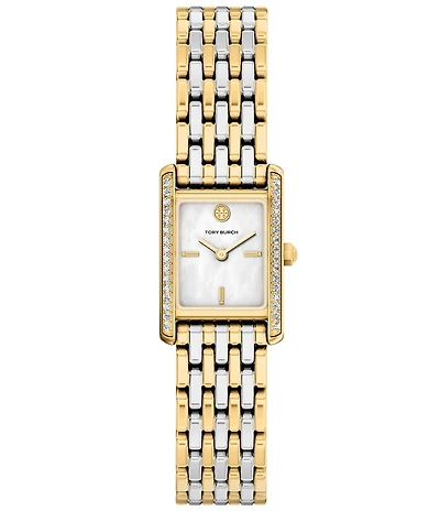 Tory Burch Women's Small Eleanor Crystal Quartz Two-Hand Two Tone Stainless Steel Bracelet Watch