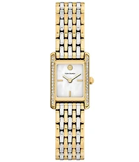 Tory Burch Women's Small Eleanor Crystal Quartz Two-Hand Two Tone Stainless Steel Bracelet Watch