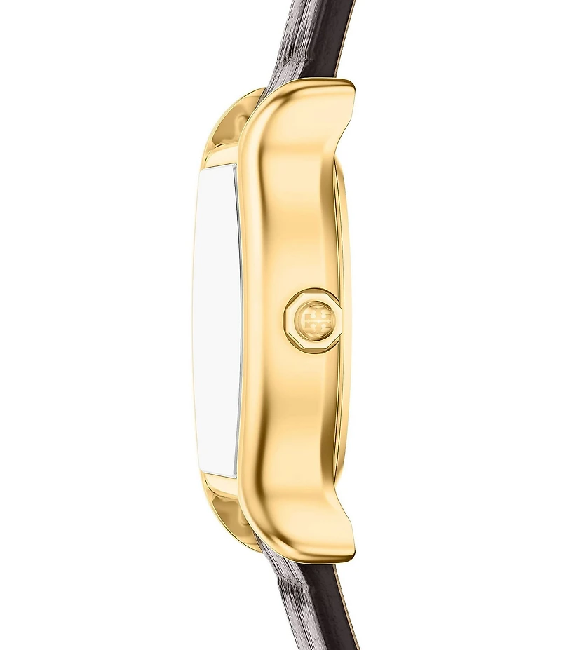 Tory Burch Women's Small Eleanor Curve Quartz Three-Hand Brown Leather Strap Watch