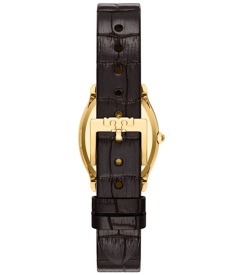 Tory Burch Women's Small Eleanor Curve Quartz Three-Hand Brown Leather Strap Watch