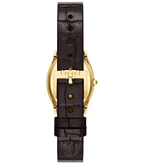 Tory Burch Women's Small Eleanor Curve Quartz Three-Hand Brown Leather Strap Watch