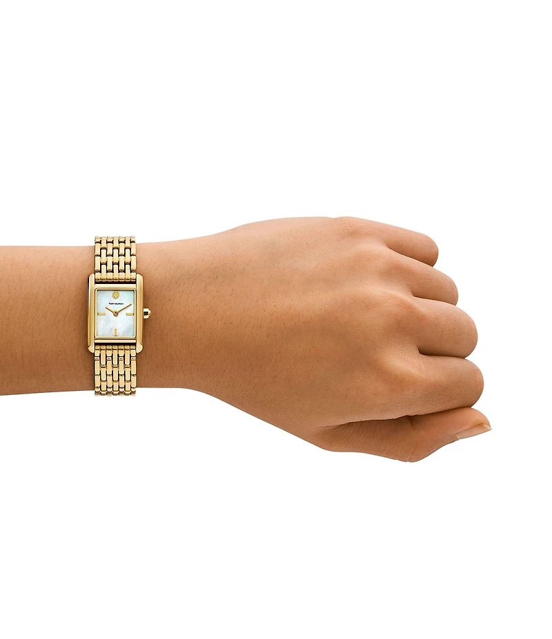 Tory Burch Women's Small Eleanor Quartz Mother Of Pearl Two-Hand Gold Tone Stainless Steel Bracelet Watch