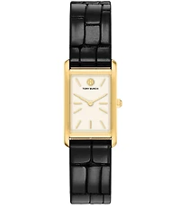 Tory Burch Women's Small Eleanor Quartz Two-Hand Black Leather Strap Watch