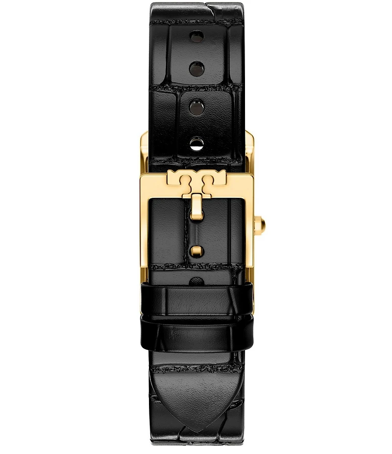 Tory Burch Women's Small Eleanor Quartz Two-Hand Black Leather Strap Watch