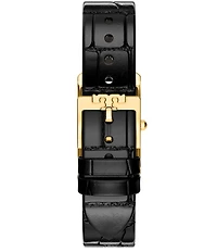 Tory Burch Women's Small Eleanor Quartz Two-Hand Black Leather Strap Watch