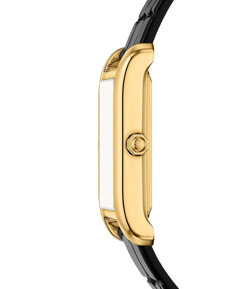Tory Burch Women's Small Eleanor Quartz Two-Hand Black Leather Strap Watch