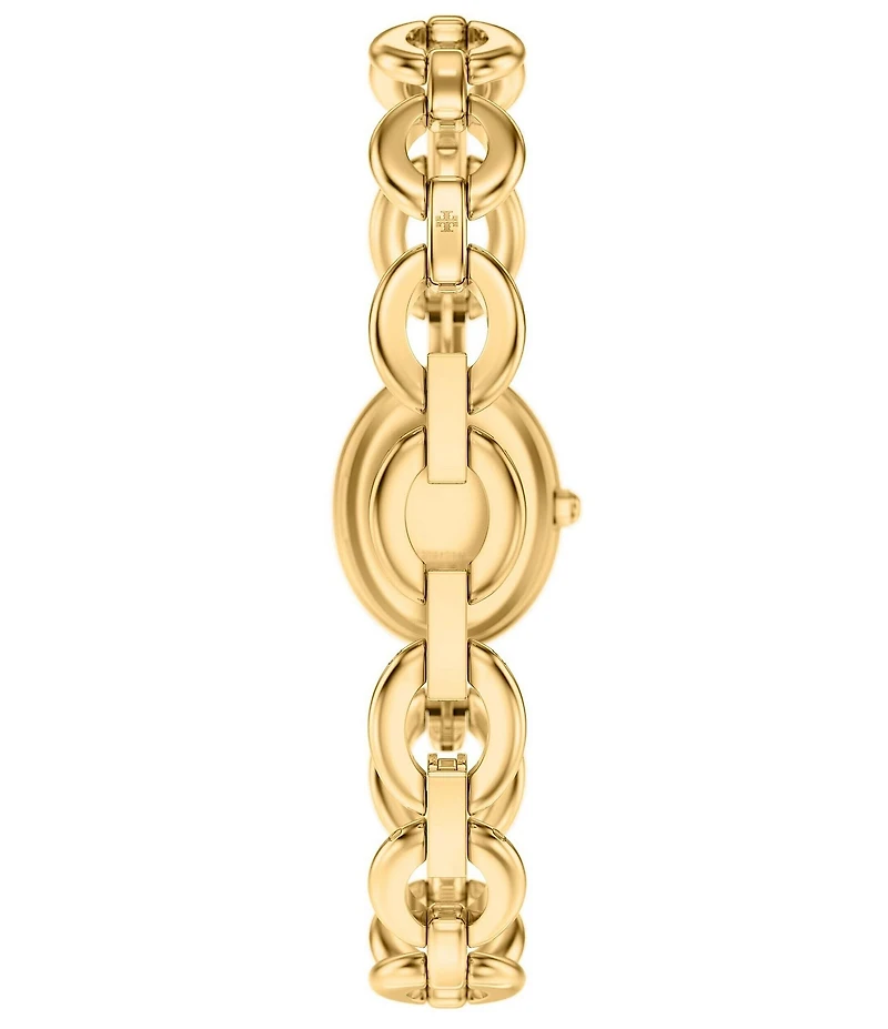 Tory Burch Women's Small Oval Quartz Two-Hand Gold Tone Stainless Steel Bracelet Watch Gift Set