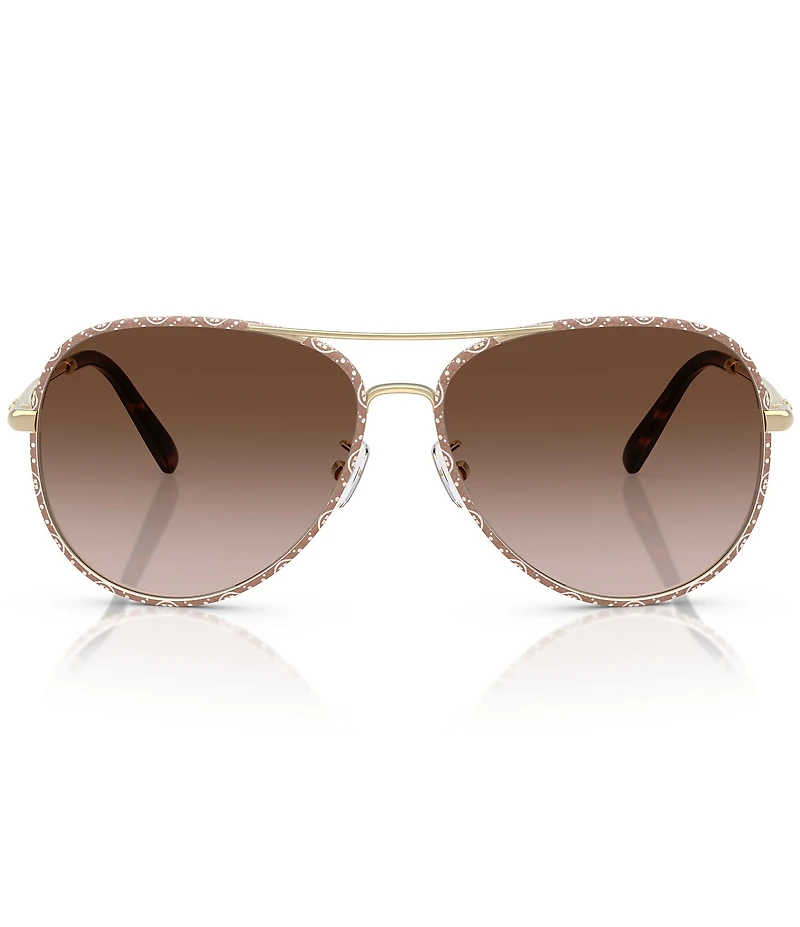 Tory Burch Women's TY6114 60mm Logo Frame Aviator Sunglasses