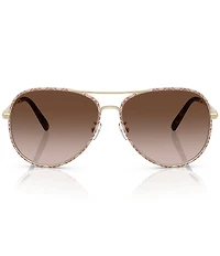 Tory Burch Women's TY6114 60mm Logo Frame Aviator Sunglasses