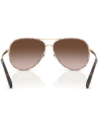 Tory Burch Women's TY6114 60mm Logo Frame Aviator Sunglasses