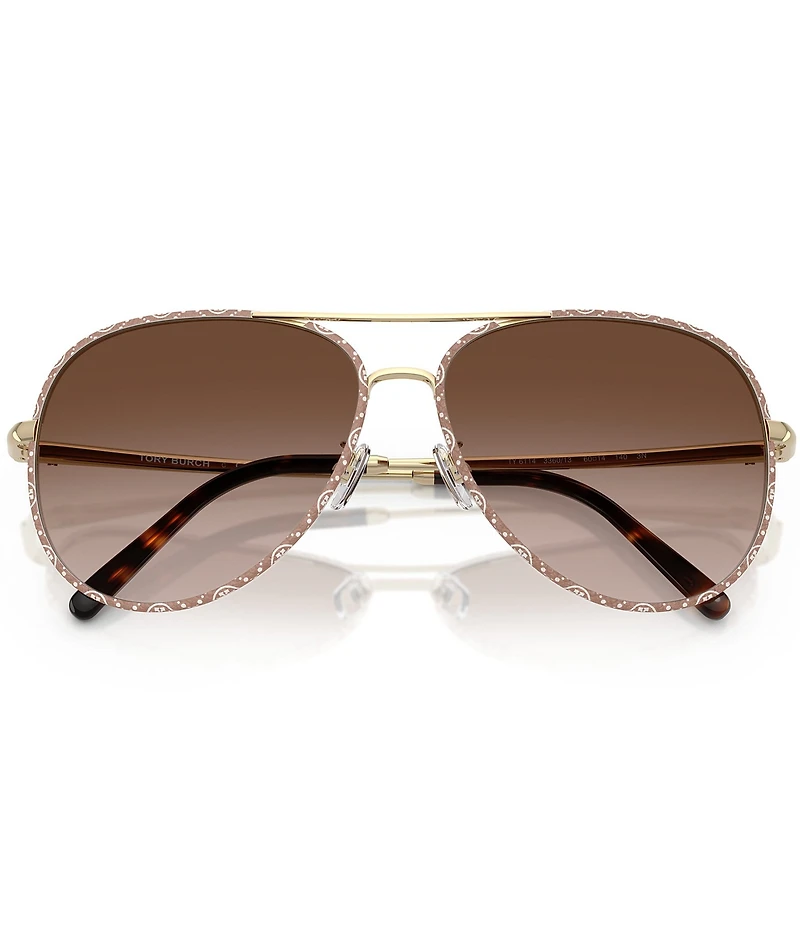 Tory Burch Women's TY6114 60mm Logo Frame Aviator Sunglasses