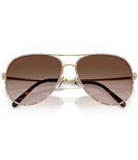 Tory Burch Women's TY6114 60mm Logo Frame Aviator Sunglasses