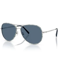Tory Burch Women's TY6114 60mm Logo Frame Aviator Sunglasses