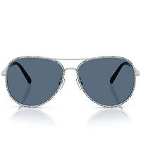Tory Burch Women's TY6114 60mm Logo Frame Aviator Sunglasses