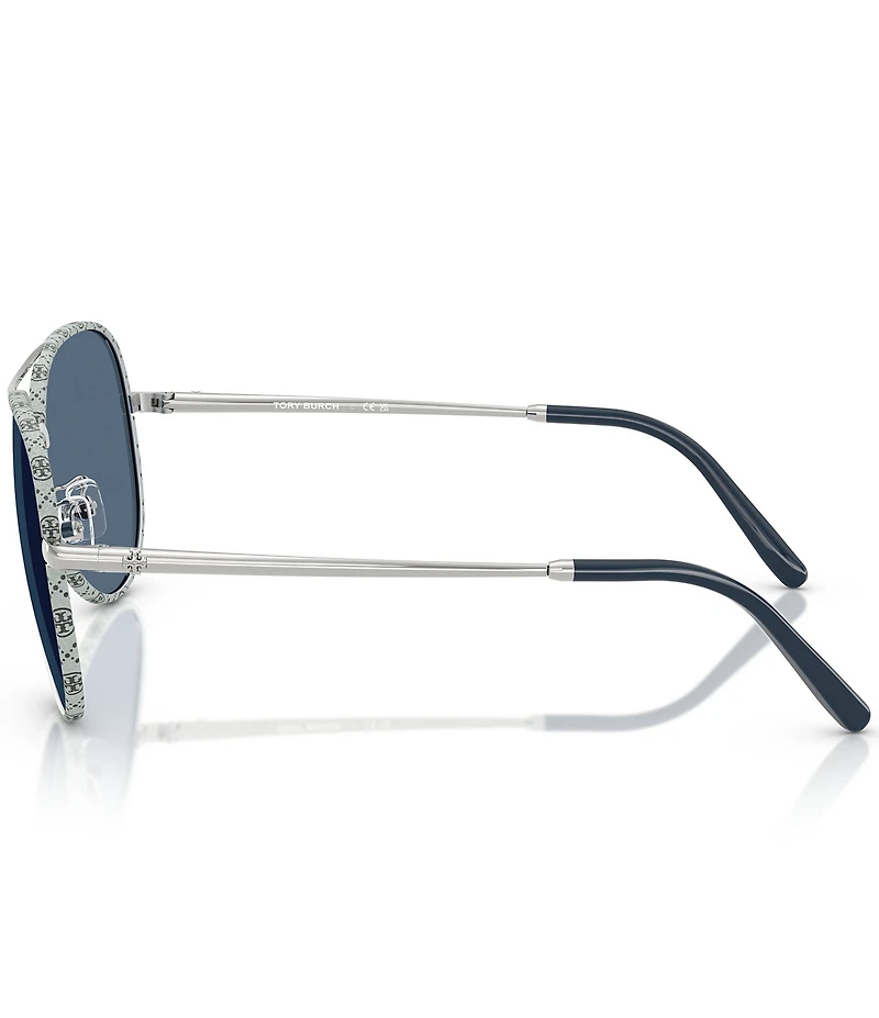 Tory Burch Women's TY6114 60mm Logo Frame Aviator Sunglasses