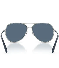 Tory Burch Women's TY6114 60mm Logo Frame Aviator Sunglasses