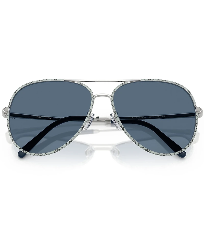 Tory Burch Women's TY6114 60mm Logo Frame Aviator Sunglasses