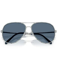 Tory Burch Women's TY6114 60mm Logo Frame Aviator Sunglasses