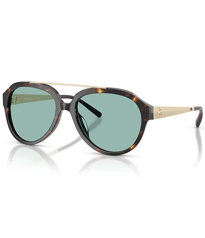 Tory Burch Women's TY7230U 56mm Tortoise Pilot Sunglasses