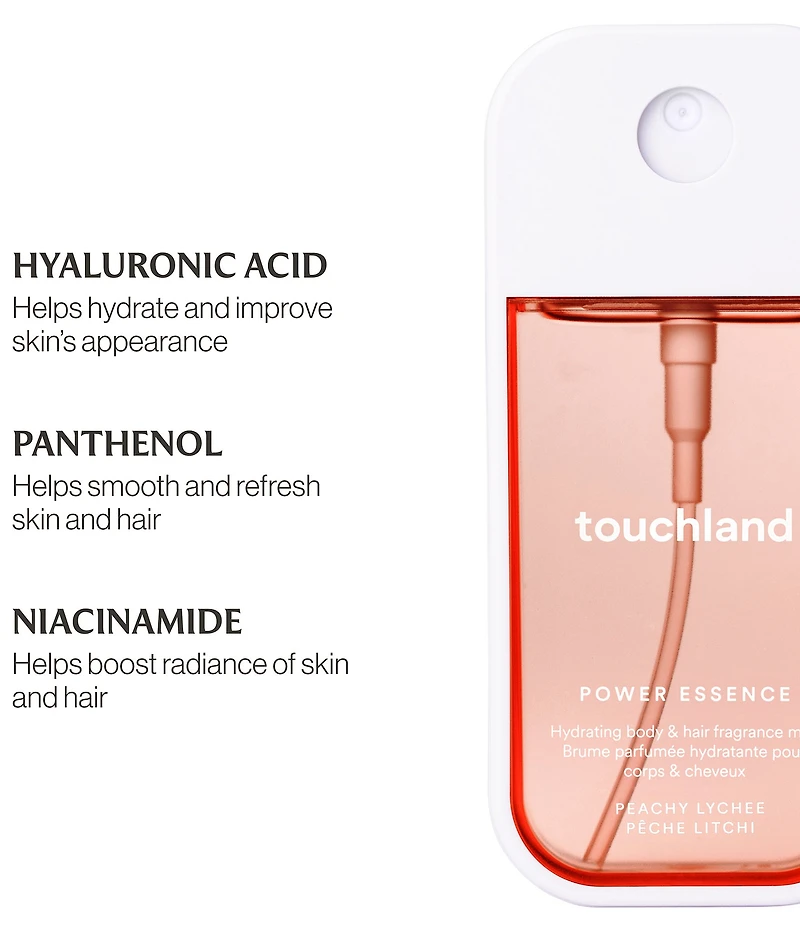 Touchland Peachy Lychee Power Essence Body & Hair Fragrance Mist
