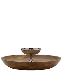 Towle Silversmiths Hammersmith Wood Chip & Dip Server